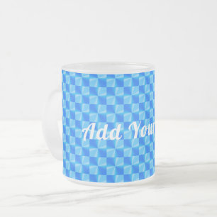 Taza De Cristal Esmerilado Patrón de moda moderno azul personalizado