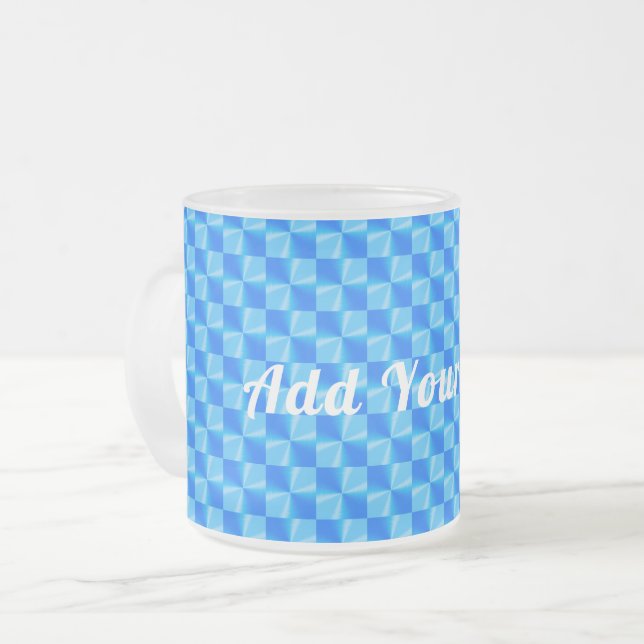 Taza De Cristal Esmerilado Patrón de moda moderno azul personalizado (Anverso izquierdo)