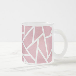 Taza De Cristal Esmerilado Patrón de mosaico de coral y blanco