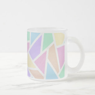 Taza De Cristal Esmerilado Patrón de mosaico del arcoiris pastel