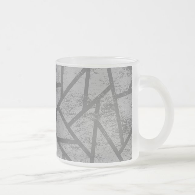 Taza De Cristal Esmerilado Patrón de mosaico gris (Derecha)