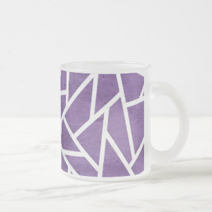 Taza De Cristal Esmerilado Patrón de mosaico morado y blanco