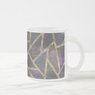 Taza De Cristal Esmerilado Patrón de mosaico morado y dorado