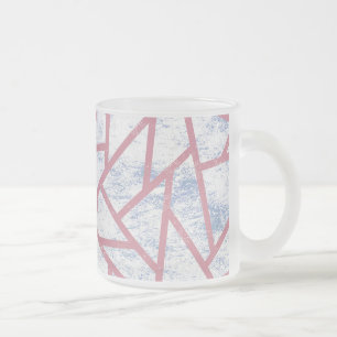 Taza De Cristal Esmerilado Patrón de mosaico rosa y azul