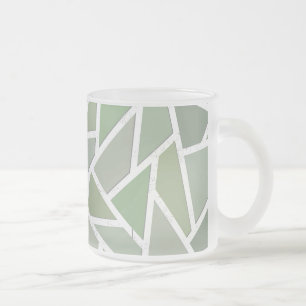 Taza De Cristal Esmerilado Patrón de mosaico verde oliva
