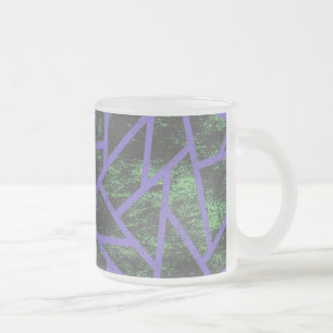 Taza De Cristal Esmerilado Patrón de mosaico violeta y verde