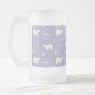Taza De Cristal Esmerilado Patrón de navidades con osos polares y copos de ni