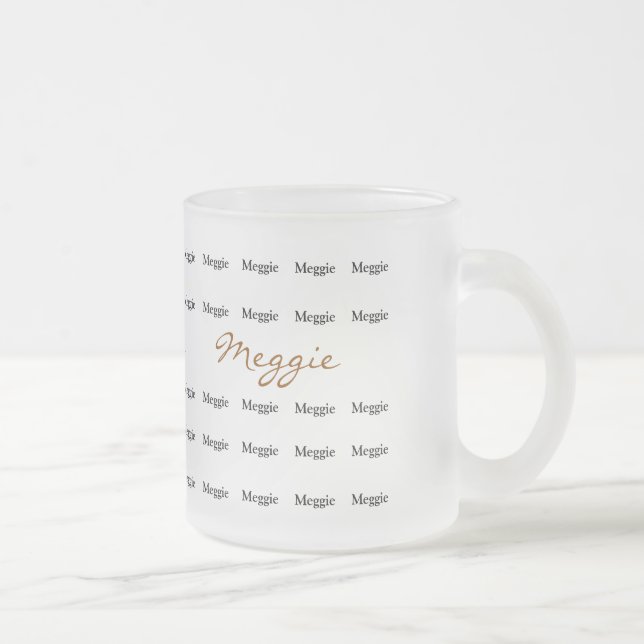 Taza De Cristal Esmerilado patrón de nombres personalizados (Derecha)