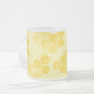 Taza De Cristal Esmerilado Patrón de panal de abeja amarillo pastel