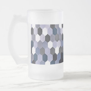 Taza De Cristal Esmerilado Patrón de panal en colores invernales grises y azu