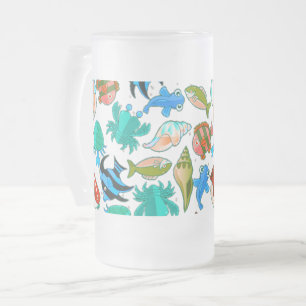 Taza De Cristal Esmerilado Patrón de peces de acuario