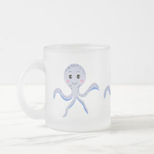 Taza De Cristal Esmerilado Patrón de pulpo bajo el mar
