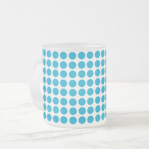 Taza De Cristal Esmerilado Patrón de puntos azules en blanco