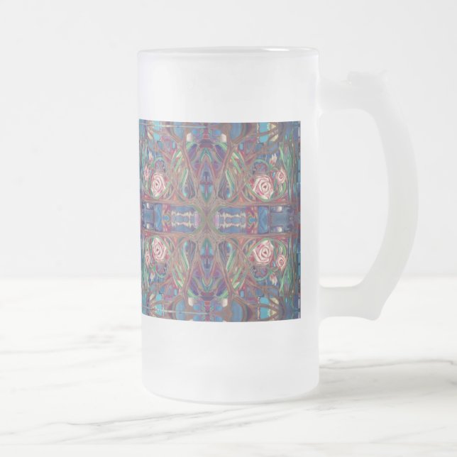Taza De Cristal Esmerilado patrón de Rosa (Derecha)