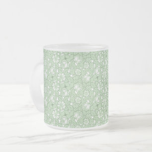 Taza De Cristal Esmerilado Patrón de rosa en verde claro