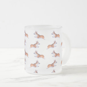 Taza De Cristal Esmerilado Patrón de sumidero de vuelo Corgi