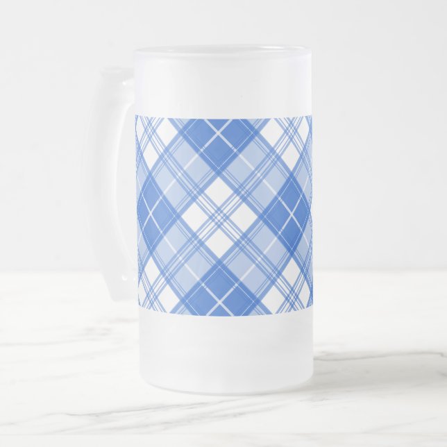 Taza De Cristal Esmerilado Patrón de tartán blanco oscuro yxm0uat9 diagonal (Anverso izquierdo)