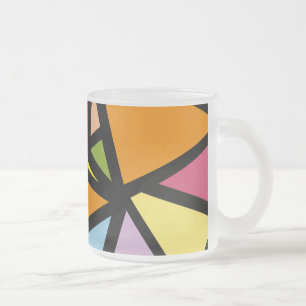 Taza De Cristal Esmerilado Patrón de triángulos coloridos 3