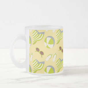 Taza De Cristal Esmerilado Patrón de vacaciones en la playa con gafas de sol 