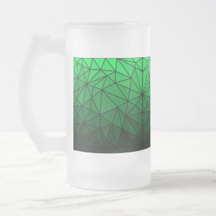 Taza De Cristal Esmerilado Patrón de vidrio manchado 02.Green.Black Line BG