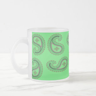 Taza De Cristal Esmerilado Patrón decorativo de paisajes en verde