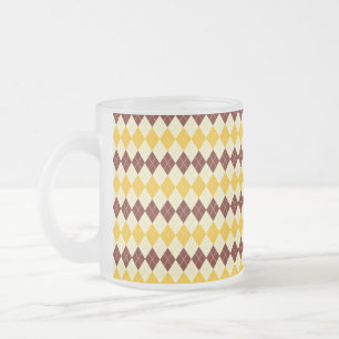 Taza De Cristal Esmerilado Patrón escocés de tartán marrón - amarillo