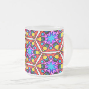 Taza De Cristal Esmerilado Patrón floral abstracto elegante