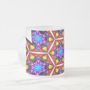 Taza De Cristal Esmerilado Patrón floral abstracto elegante