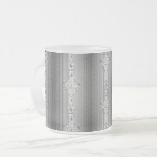 Taza De Cristal Esmerilado Patrón floral barroco con tazón de café gris