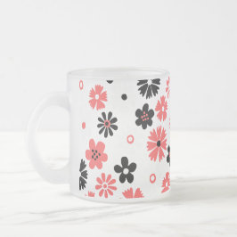 Taza De Cristal Esmerilado Patrón floral de monograma moderno
