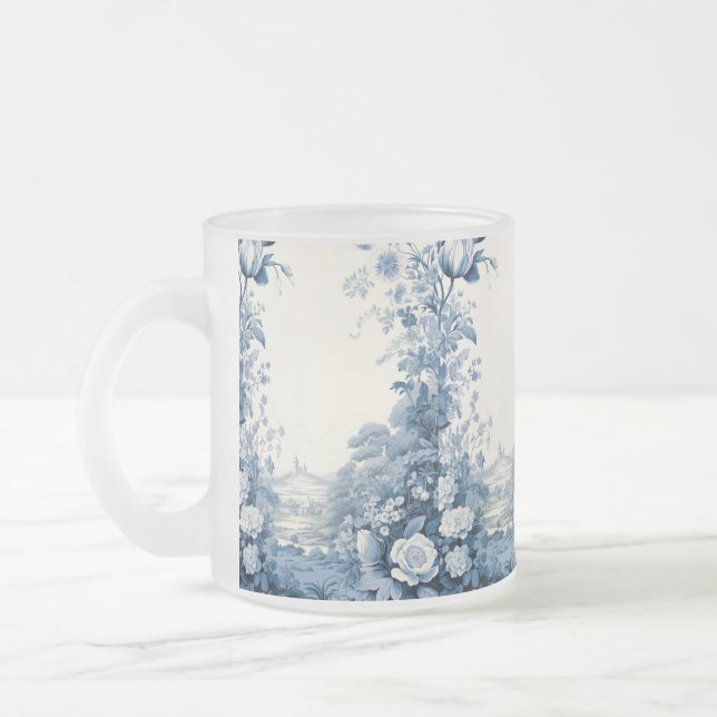 Taza De Cristal Esmerilado patrón floral francés (Izquierda)