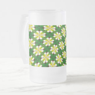 Taza De Cristal Esmerilado Patrón frangipano amarillo