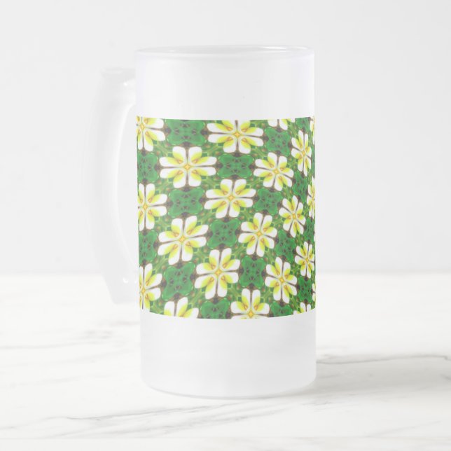 Taza De Cristal Esmerilado Patrón frangipano amarillo (Anverso izquierdo)