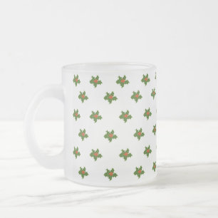 Taza De Cristal Esmerilado Patrón Holly de navidades