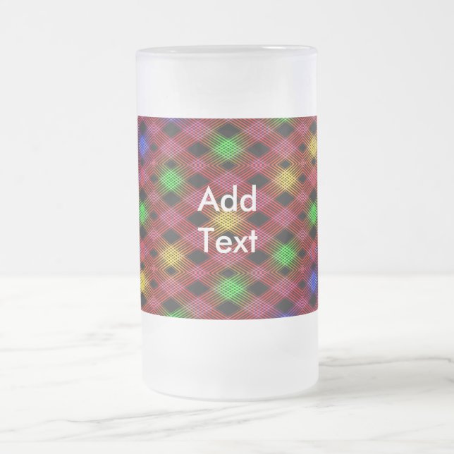 Taza De Cristal Esmerilado Patrón multicolor de Gingham Check (Centro)