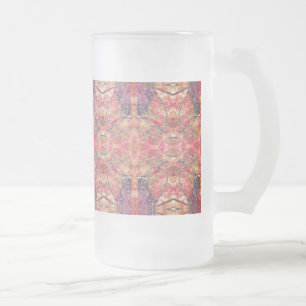 Taza De Cristal Esmerilado Patrón repetitivo rosa y púrpura