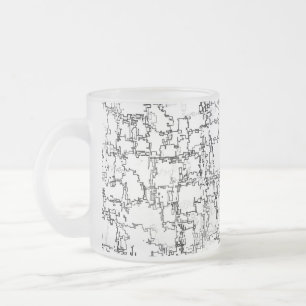 Taza De Cristal Esmerilado Patrón resumen en blanco y negro