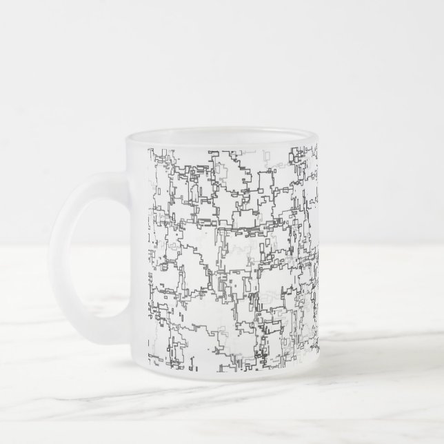 Taza De Cristal Esmerilado Patrón resumen en blanco y negro (Izquierda)
