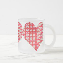Taza De Cristal Esmerilado Patrón rojo bonito Corazón de amor Mug