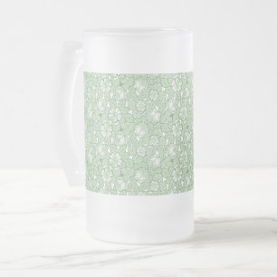 Taza De Cristal Esmerilado Patrón Rosa en verde claro