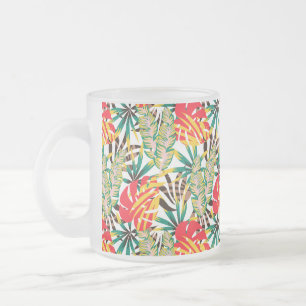 Taza De Cristal Esmerilado Patrón tropical brillante