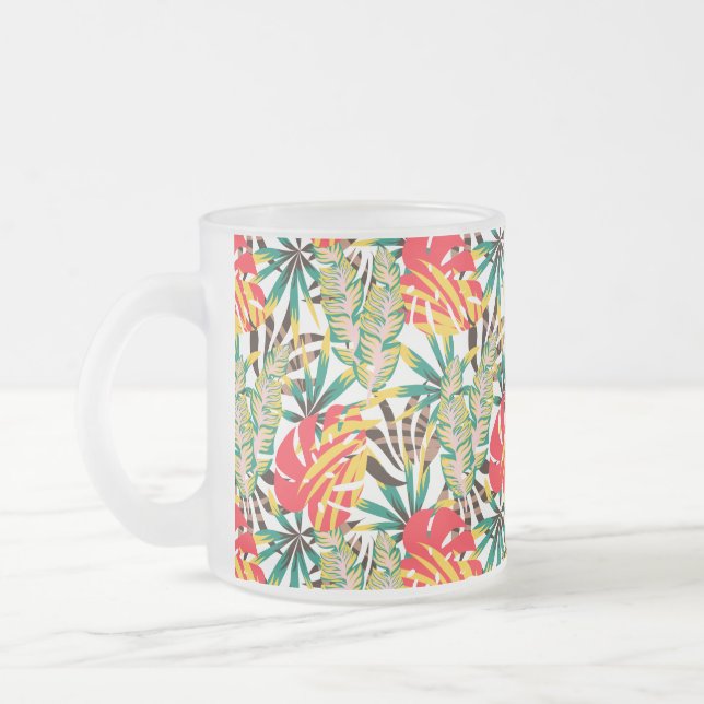 Taza De Cristal Esmerilado Patrón tropical brillante (Izquierda)
