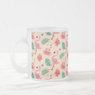 Taza De Cristal Esmerilado Patrón tropical de verano Flamingo Rosa-23123