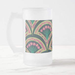 Taza De Cristal Esmerilado patrón verde en forma de cáscara