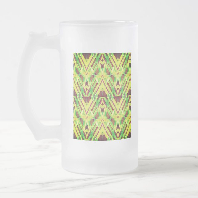 Taza De Cristal Esmerilado Patrón verde y marrón (Izquierda)