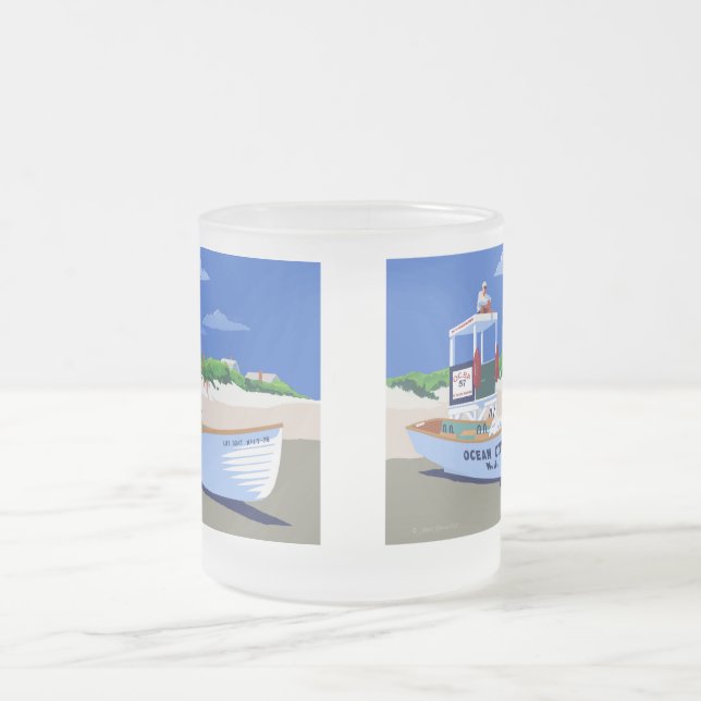 Taza De Cristal Esmerilado Patrulla de la playa de la ciudad del océano (Centro)