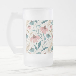 Taza De Cristal Esmerilado Pattern Echineceas Glitter
