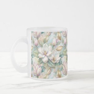Taza De Cristal Esmerilado Pattern Elegant Magnolias