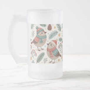 Taza De Cristal Esmerilado Pattern Scandinavian Christmas Birds