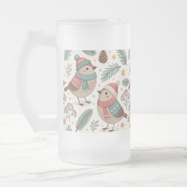 Taza De Cristal Esmerilado Pattern Scandinavian Christmas Birds (Izquierda)